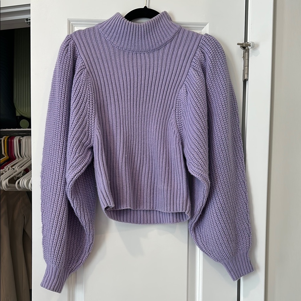 ASOS Purple Cowl Neck Sweater with Balloon Sleeves